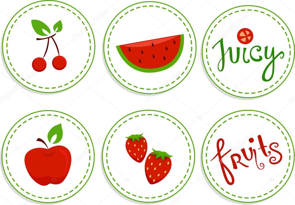 Red Fruits Sticker Designs — Stock Photo © lenmdp 27648097