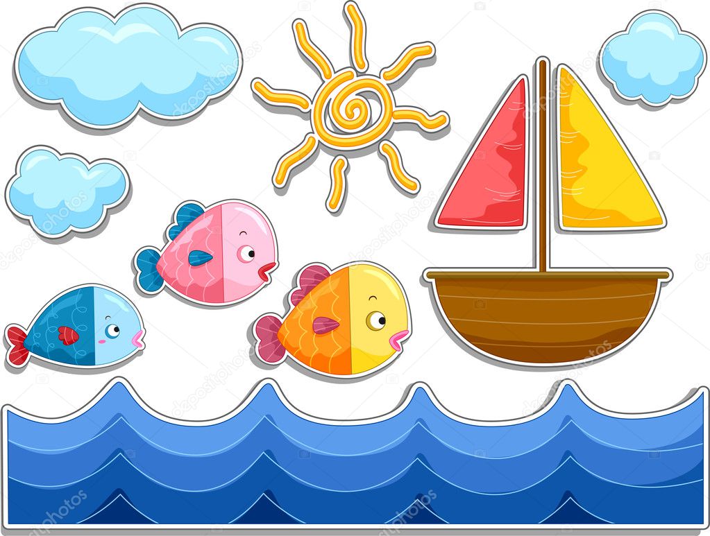 Disegni Di Mare Con Barche Disegni Di Autoadesivo Pesci