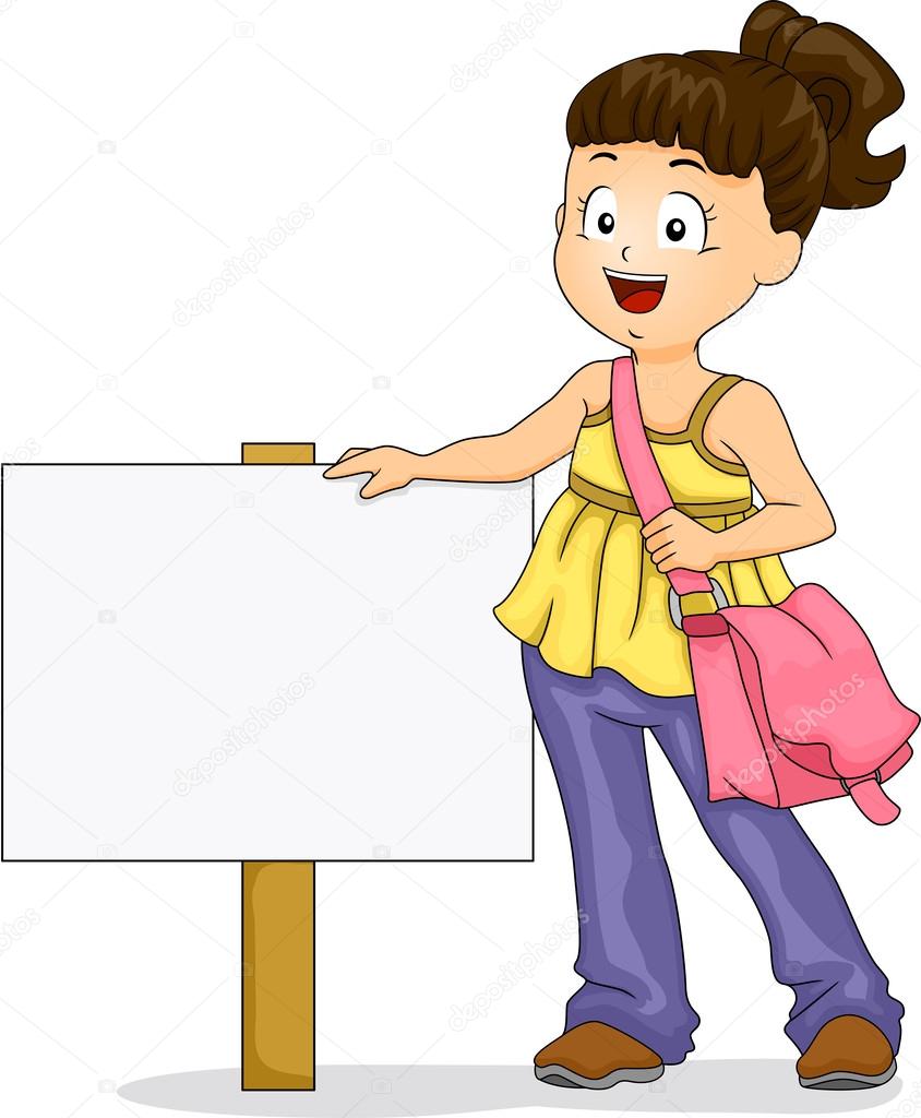 Little Kid Girl with Signboard