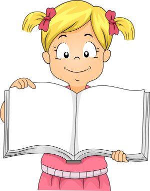Açık boş kitap ile küçük çocuk kız
