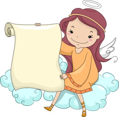 boş bir kaydırma tutan kız angel
