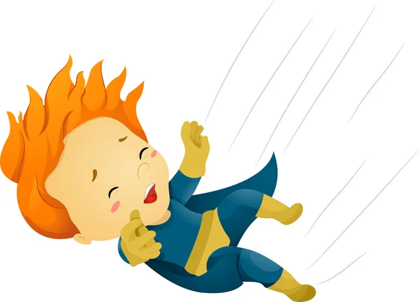 Falling Little Kid Boy Superhero — Stock Photo, Image