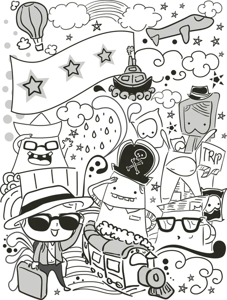 Illusztráció: a Doodle egy kaland téma — Stock Fotó