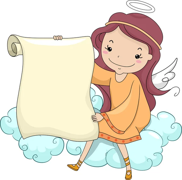 Girl Angel holding a Blank Scroll — Stock Photo, Image