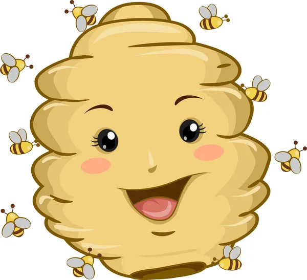 Beehive Mascot with Bees — Stock Photo, Image