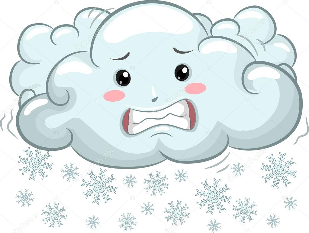 Illustrazione del brivido mascotte nuvola con fiocchi di neve — Foto di lenmdp