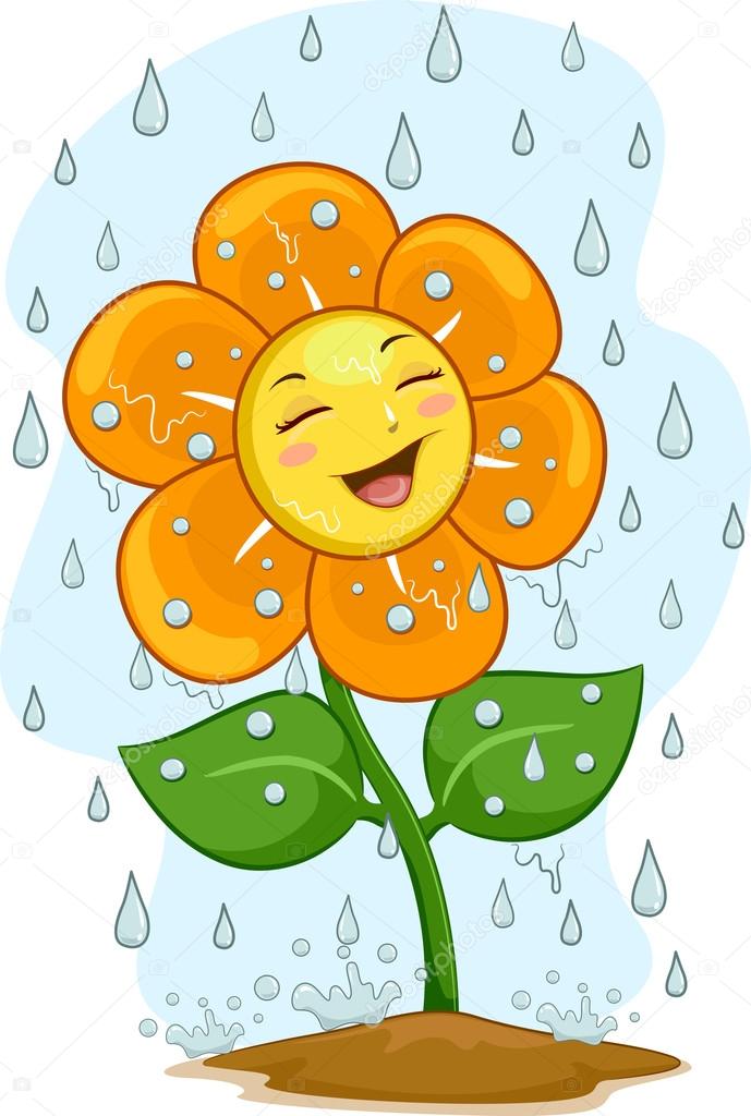 Flower Mascot Under the Rain