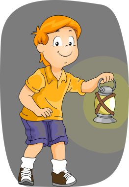 bir gaz lambası taşıyan çocuk