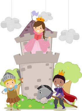 Çöp Adam Prenses çocuklar ve knights oyun okul