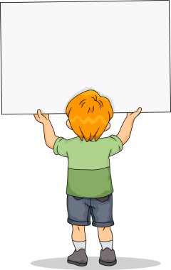 Boş tahta 2 tutan çocuk çocuk