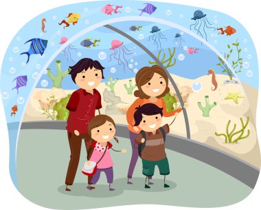 çöp adam aile bir oceanarium ziyaret
