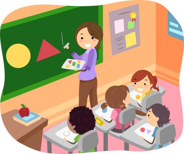 çocuklar şekilleri bir sınıfta öğrenme