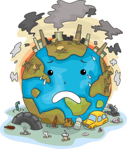 Crying Earth Due to Pollution — Stock Photo, Image