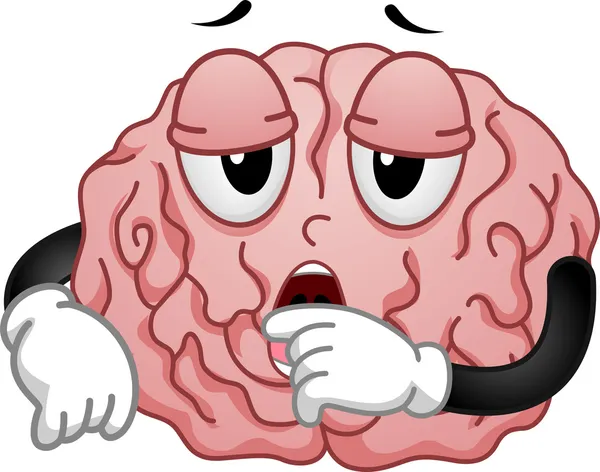 Yorgun beyin maskot — Stok fotoğraf