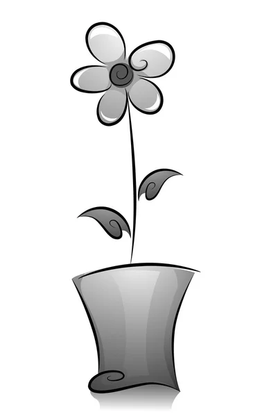 Pianta da fiore in vaso in bianco e nero — Foto Stock