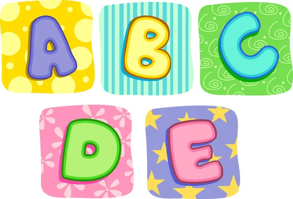 Quilt Alphabet Buchstaben a b c d e — Stockfoto