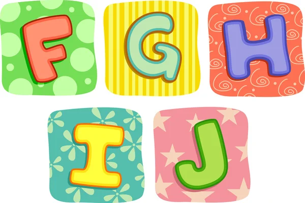 Quilt Alphabet Letters F G H I J — Stock Photo, Image