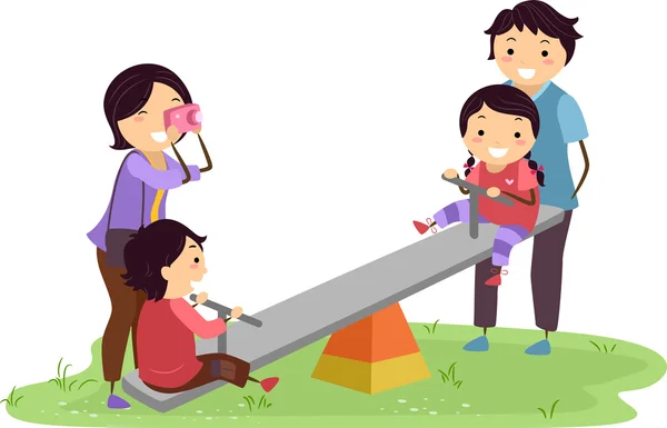 Stickman Family in the Playground — Stock Photo, Image