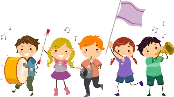 Stickman Kids Marching Band — Stock Photo, Image