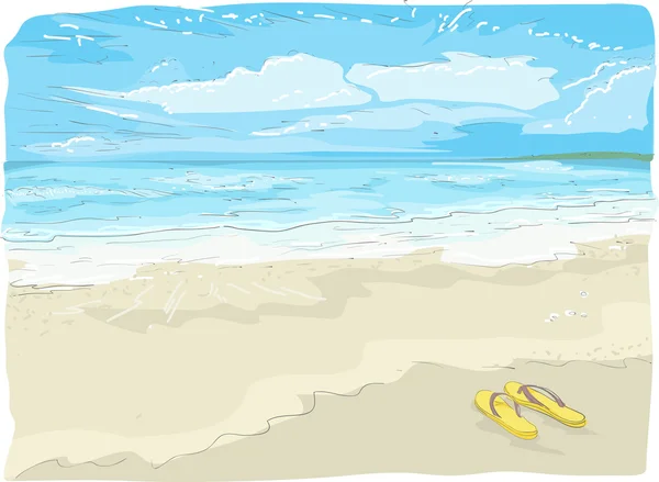 Flipflops na pláži skica — Stock fotografie