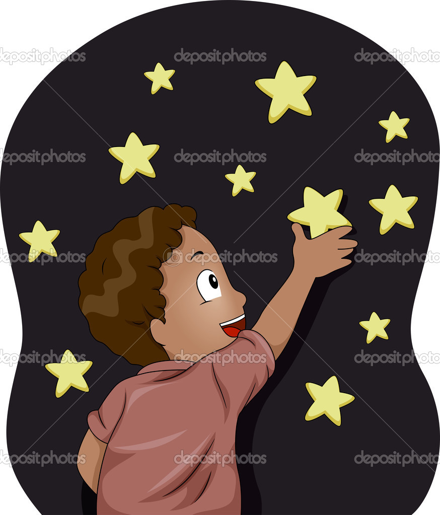 Kid Boy with Glow-in-the-Dark Stars