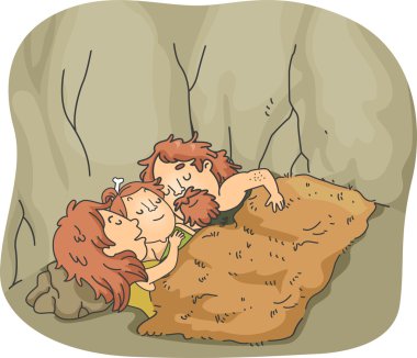 Caveman Family Sleep clipart