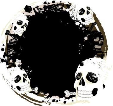 siyah Merkez boşluğu çerçeveleme kafatasları çizimi