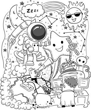 siyah-beyaz boşluk doodles