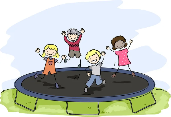 Szórakozottan firkálgat kids trambulin — Stock Fotó