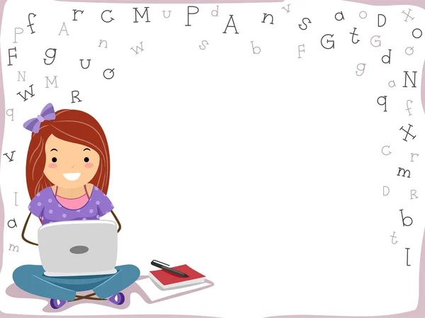 Laptop Girl Background — Stock Photo, Image