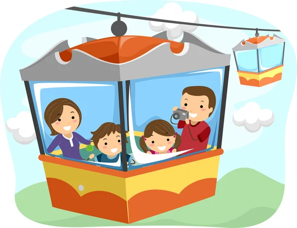 Seilbahn für Stickman-Familie — Stockfoto