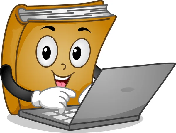 Book and Laptop Mascot — Stock Photo, Image