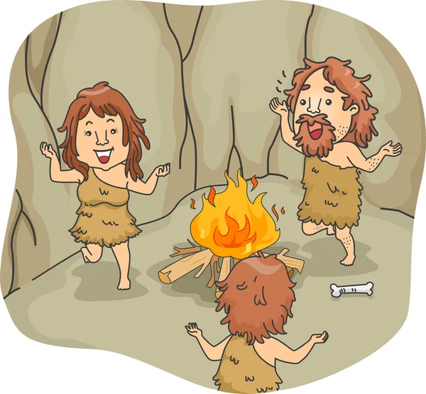 Caveman Family Dance — Stock Photo, Image