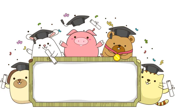 Banner de Graduação Animal — Fotografia de Stock