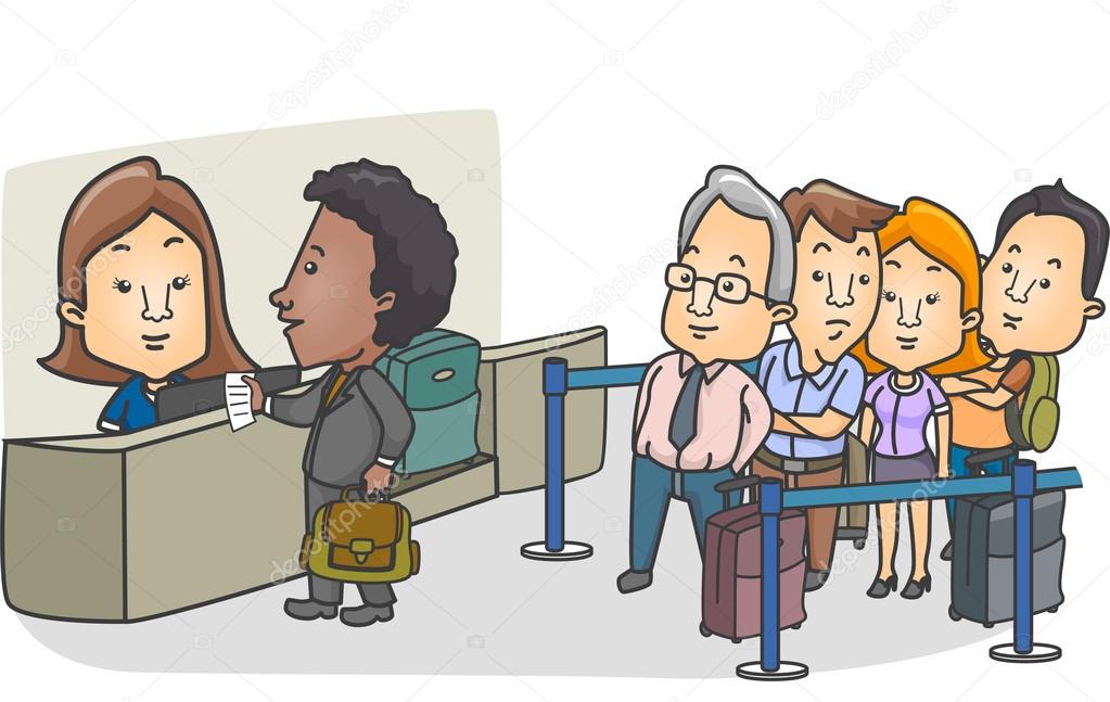 Passenger Man with a Bag at the Check-in Counter