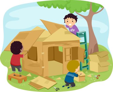 karton playhouse çocuklar