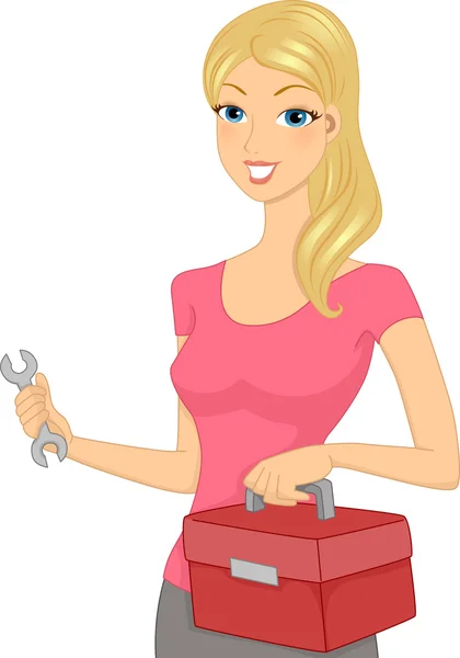 Toolbox Girl — Stock Photo, Image