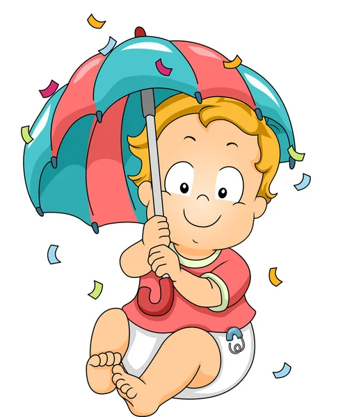 Baby Boy Showing Umbrella — Stock Photo, Image