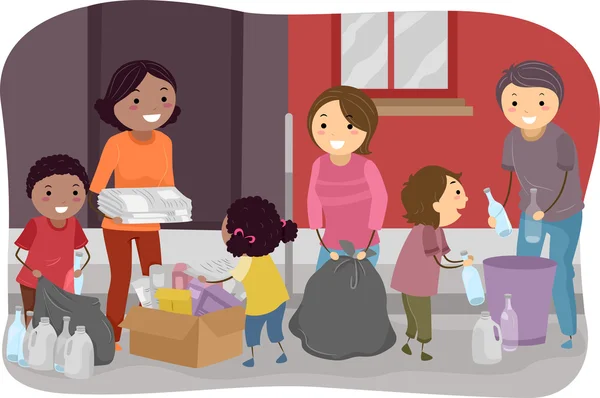 Family Waste Segregation — Stock Photo, Image