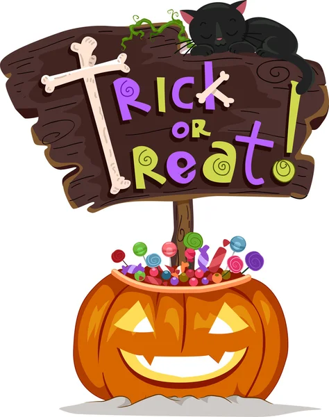 Papan Sinyal Trick or Treat — Stok Foto