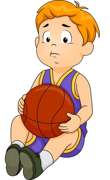 伤心的篮球男孩 — 图库照片