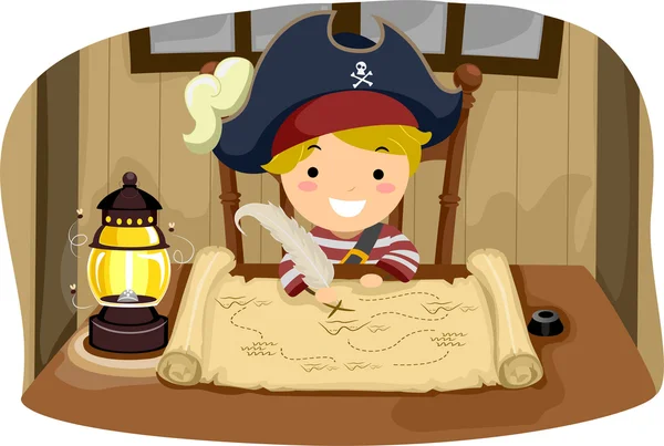 Αγόρι χάρτη των πειρατών — Φωτογραφία Αρχείου