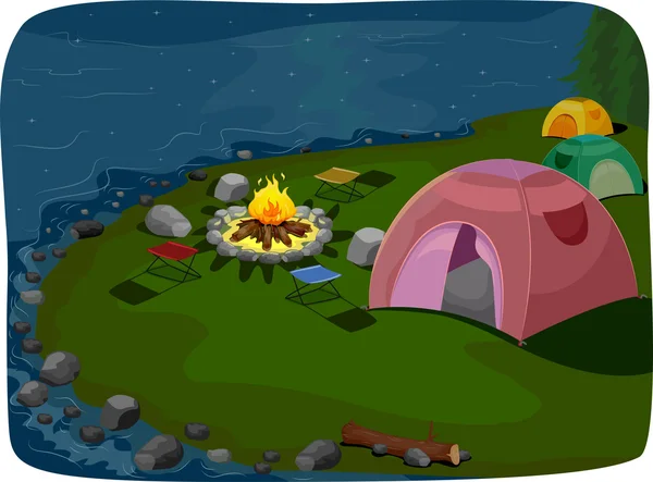 Lakeside Camping — Stockfoto