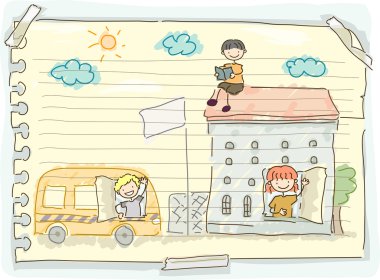 Doodle kids okul otobüsü