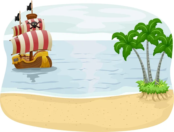 Pirate schip eiland — Stockfoto