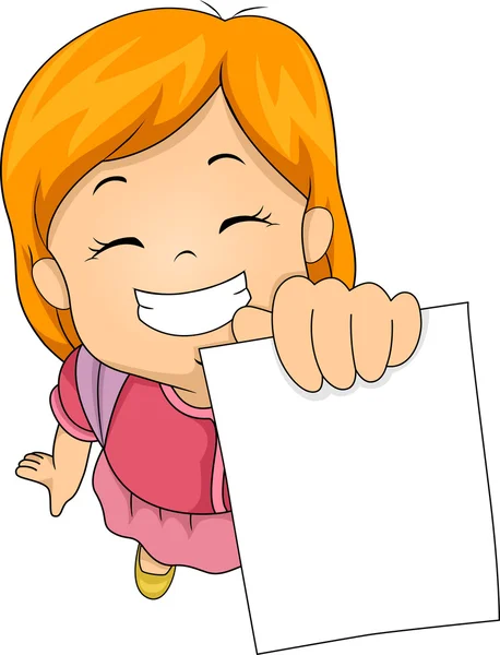 Dívka ukazuje její test papíru — Stock fotografie