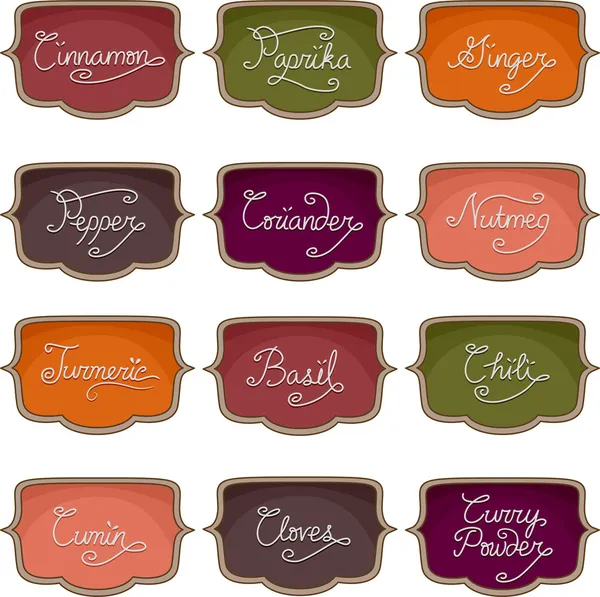 Etichete condimente — Fotografie, imagine de stoc