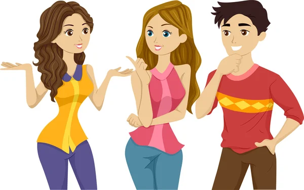 Illustration of a Group of Teenagers Chatting - Stock Image. 