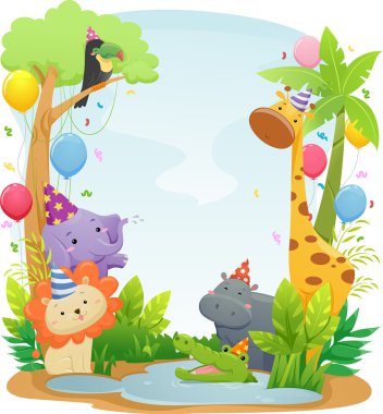 Safari Animal Birthday Background clipart