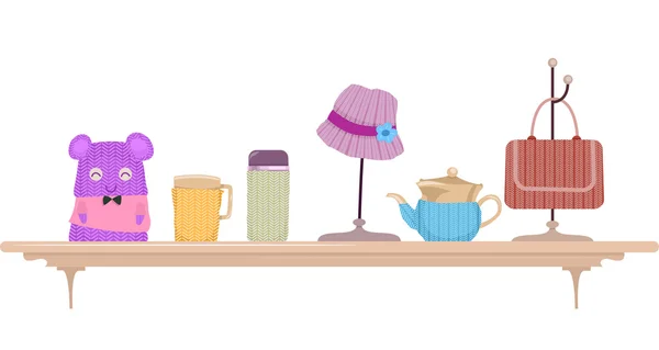 Knitted Items Display Shelf — Stock Photo, Image